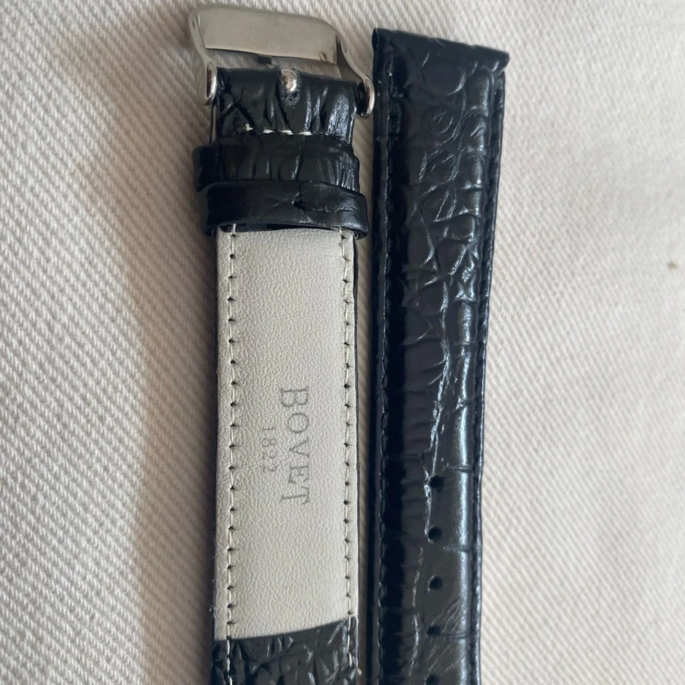 Black Textured Leather Belt BOVET 20mm watch strap